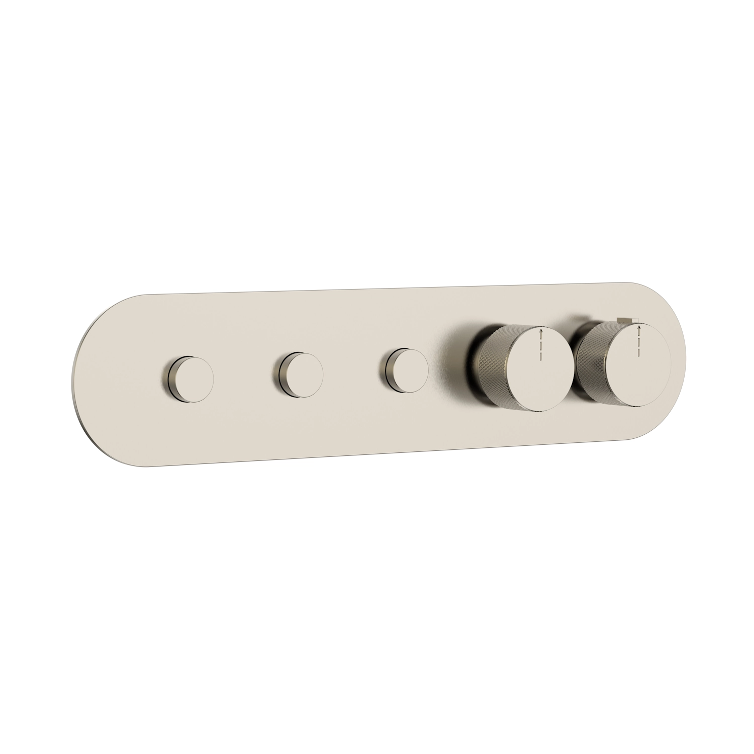 DutchLine - 3 Weg Push thermostatische Afbouwdeel - Geborsteld Staal