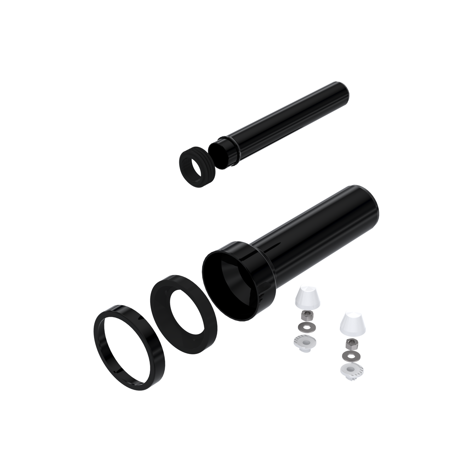 DutchLine - Aansluitset Lang T.B.V. Wandcloset - Ø90mm x Ø89-107mm x 350mm /  Ø50mm x Ø45mm x 310mm