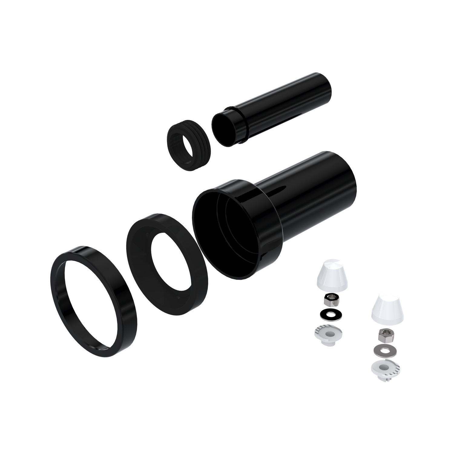 DutchLine - Aansluitset T.B.V. Wandcloset - Ø90mm x Ø89-107mm x 220mm - Ø50mm x Ø 45mm x 180mm