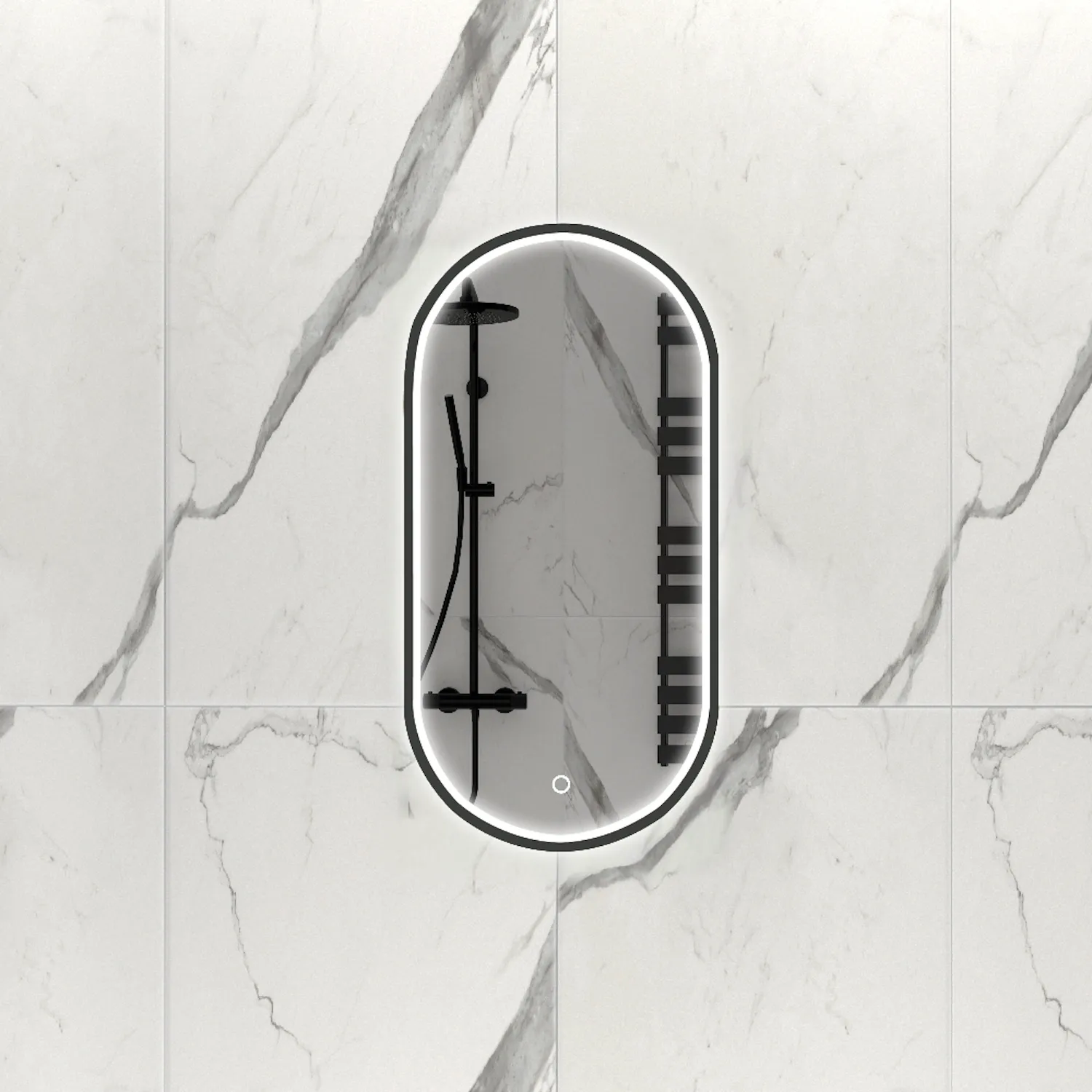 DutchLine - Ovaal Ledspiegel Met Frame - 450x900 - Gunmetal