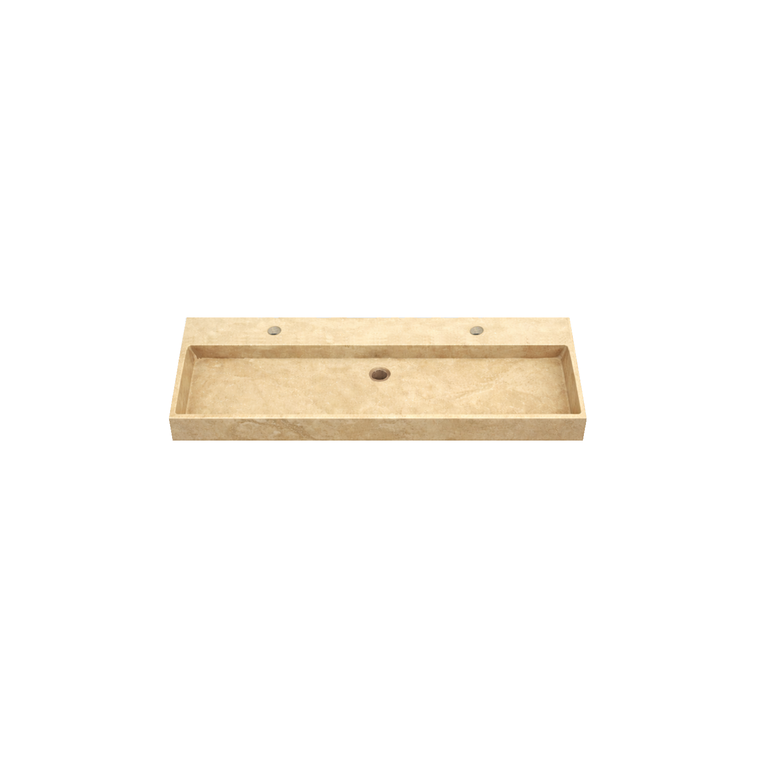 DutchLine - Travertin Wastafel - Gezoet - 2 Kraangaten - 1205x465x120