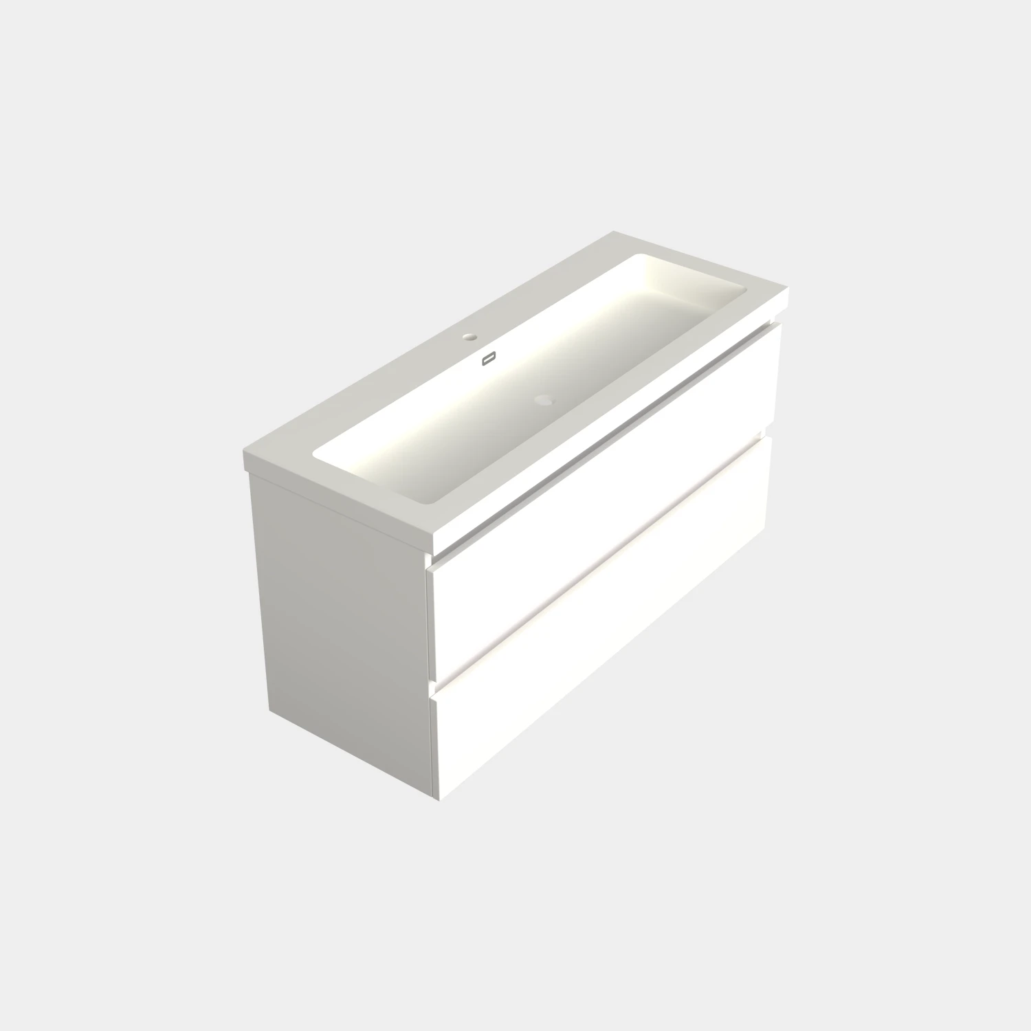 Dutchline Badmeubel Onderkast Midden – Mat Wit – 120x46cm – 2 Lades – 1 Uitsparing