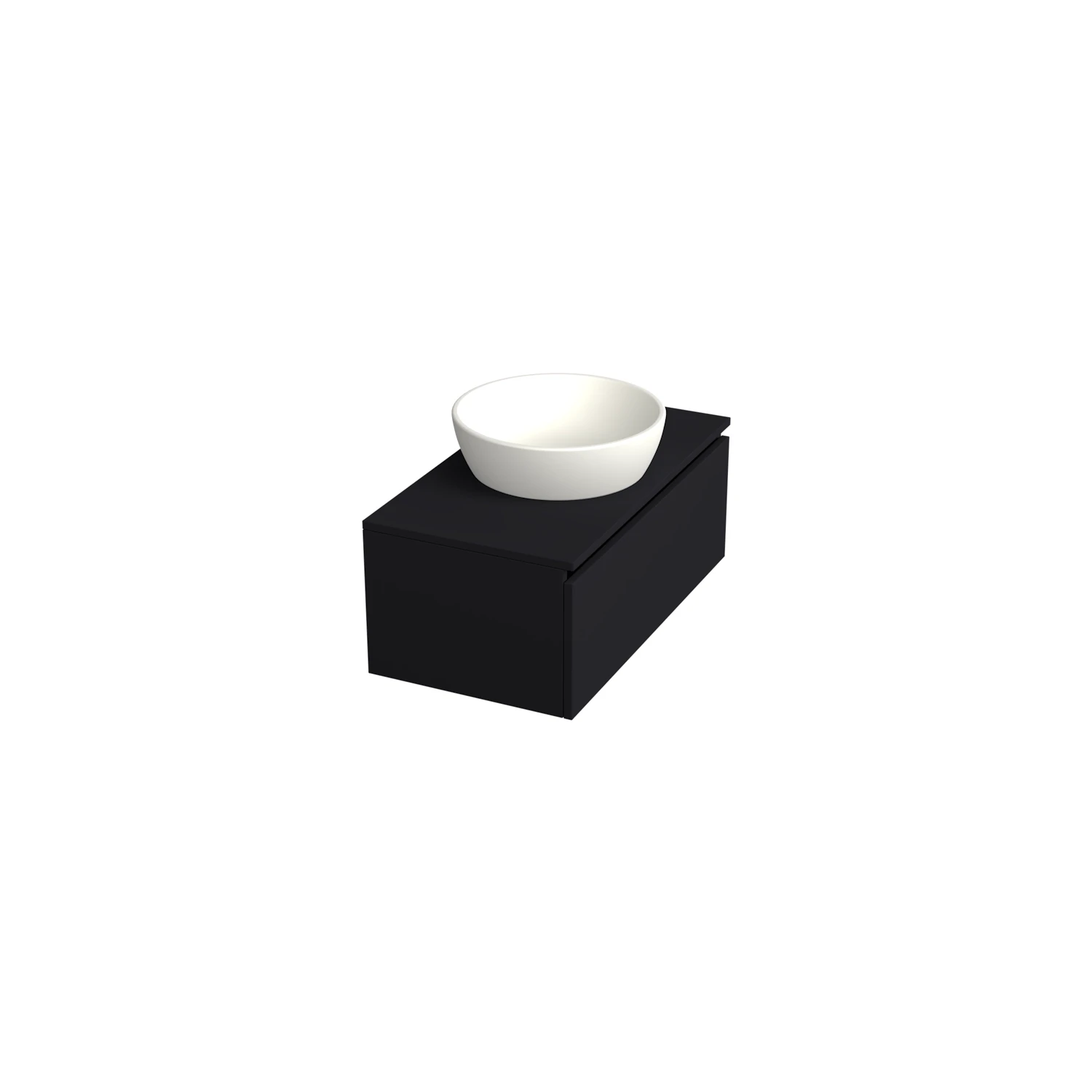 Dutchline Badmeubel Onderkast – Mat Zwart – 80x46cm – 1 Lade – 1 Uitsparing