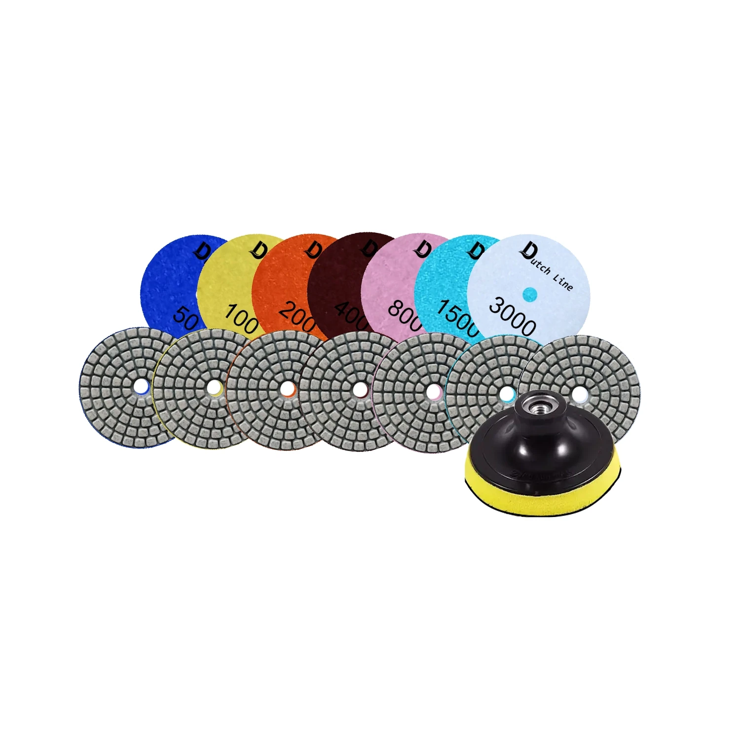 DutchLine - PolijstPadset 8-Delig 100MM - Inclusief M14 bodemplaat