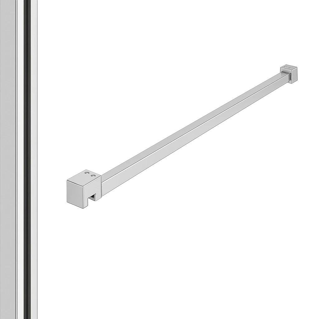 DutchLine - Profielset T.B.V. Slim Glasplaten - Muurprofiel 200cm - Stabilisatiestang 120cm - Chroom
