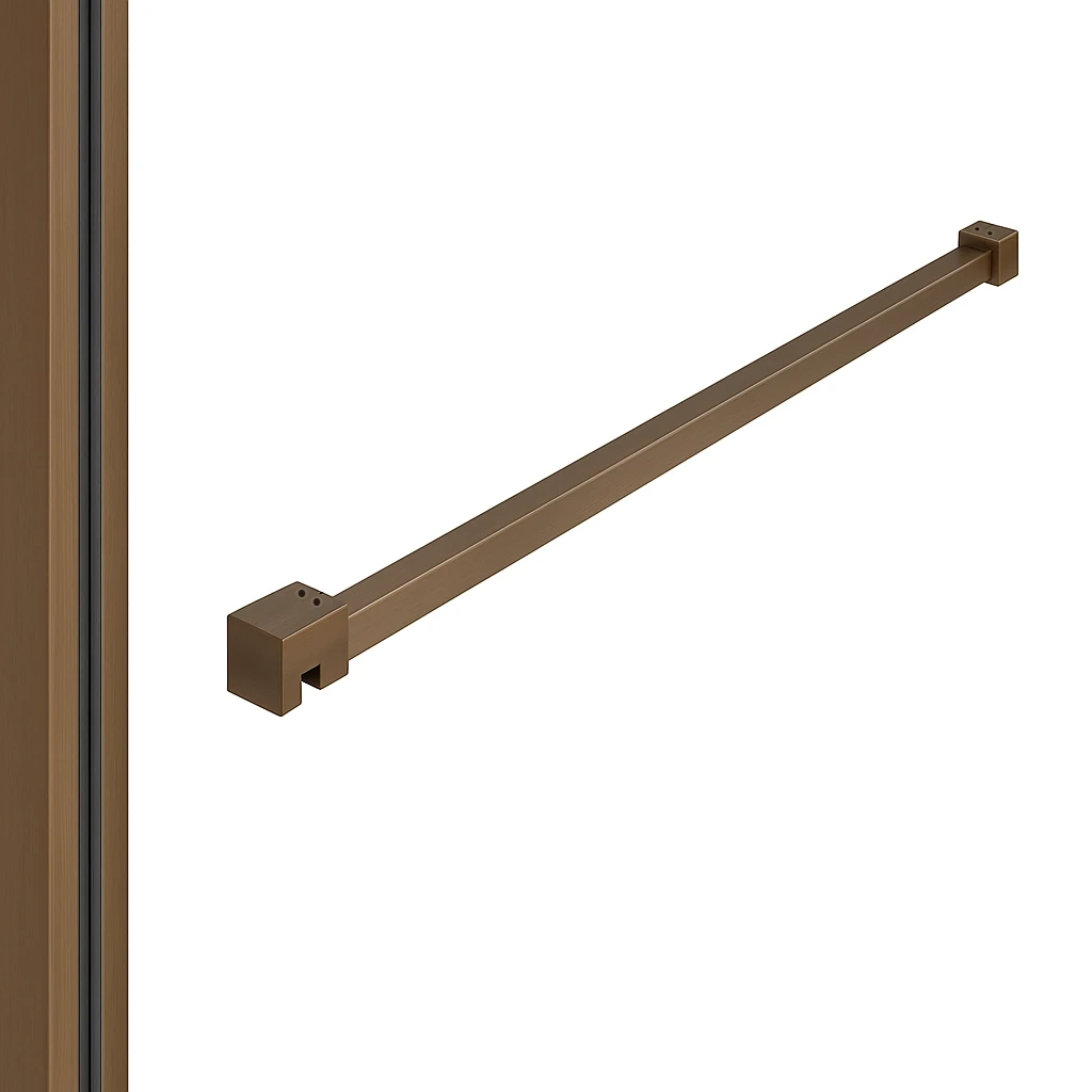 DutchLine - Profielset T.B.V. Slim Glasplaten - Muurprofiel 200cm - Stabilisatiestang 120cm - Geborsteld koper