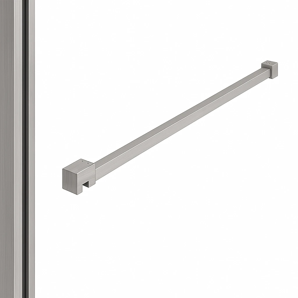 DutchLine - Profielset T.B.V. Slim Glasplaten - Muurprofiel 200cm - Stabilisatiestang 120cm - Geborsteld staal