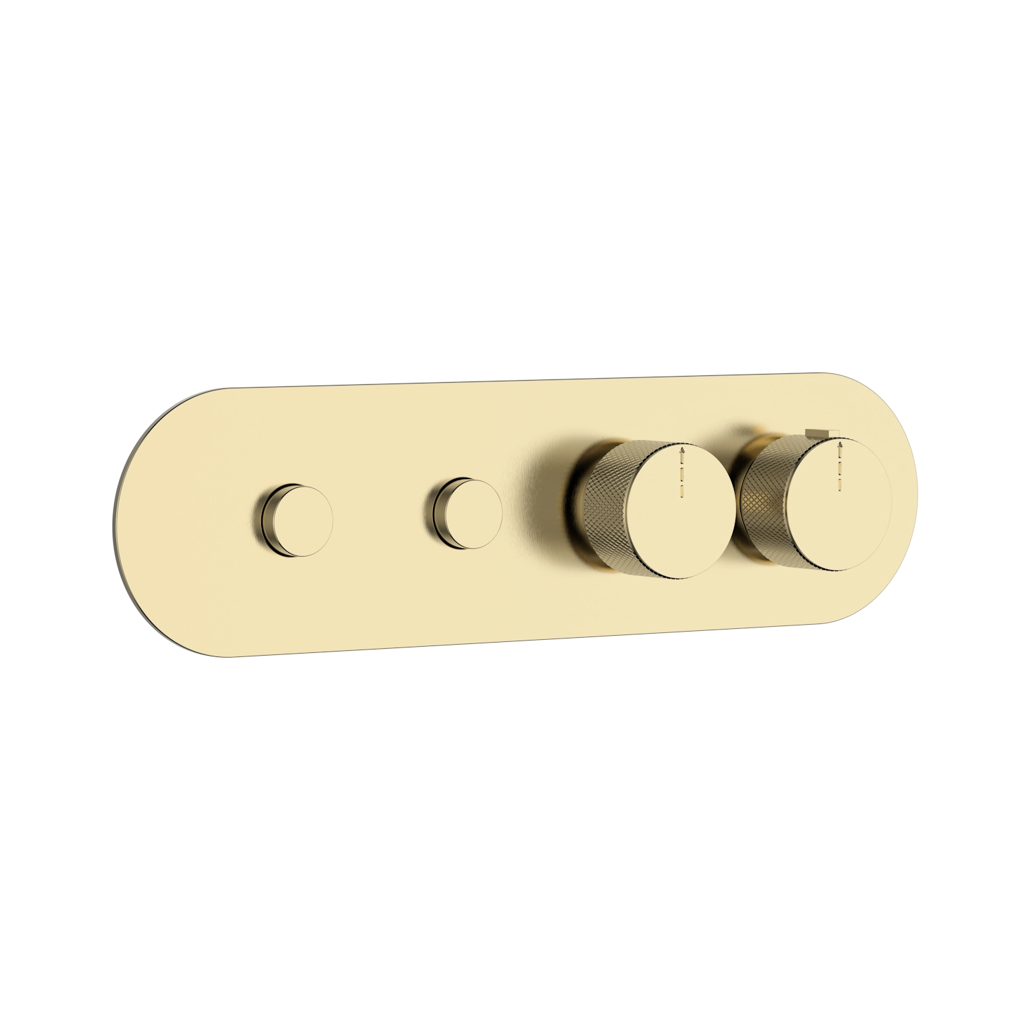 DutchLine - 2 Weg Push thermostatische Afbouwdeel - Geborsteld Messing